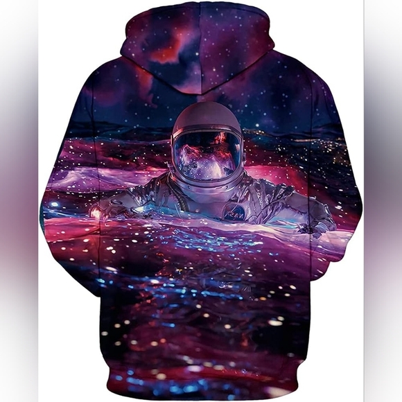 New Men's Graphic Drawstring Hoodie Sweater Multiple Sizes - Picture 3 of 5